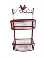 Rooster Red Wire Wall Rack