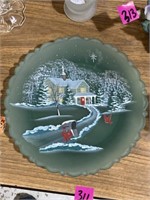 Hand painted frosted glass plate number 484/1500