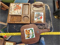 Lot of Wooden Serving Trays Decor