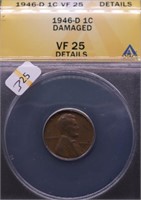 1946 D ANAX VF 25 DETAILS LINCOLN CENT