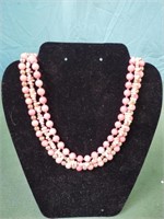 Triple pink beaded necklace 10" long