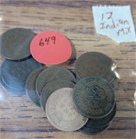 APPROX 12 MIXED DATE INDIAN HEAD CENTS
