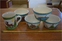 Caribou Coffee 5 piece ceramic mug & bowl set