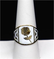 Vintage sterling enameled floral ring