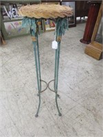 WICKER AND METAL PLANT STAND 33.75"T