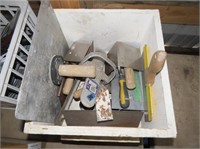 Wooden Box Of Misc Trowels