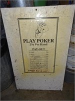 3ft Tall Vintage Wood Poker Sign