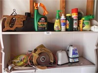 Contents of 2 Shelves - Hand Saw, Electric Saw,