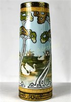 Heavily enameled hand painted vase