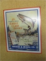 newer eagle claw hooks tin sign