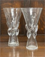 Pair George Thompson  Steuben Glass Vases