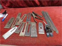 Vintage wood plane blades & misc.