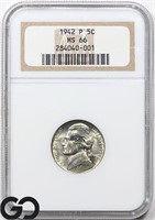 1942-P Jefferson Nickel NGC MS66, Price Guide: $38