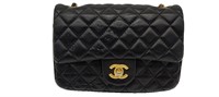 CC Black Quilted Leather Half-Flap Bag