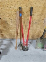 Bolt cutters, sledge and baseball bat