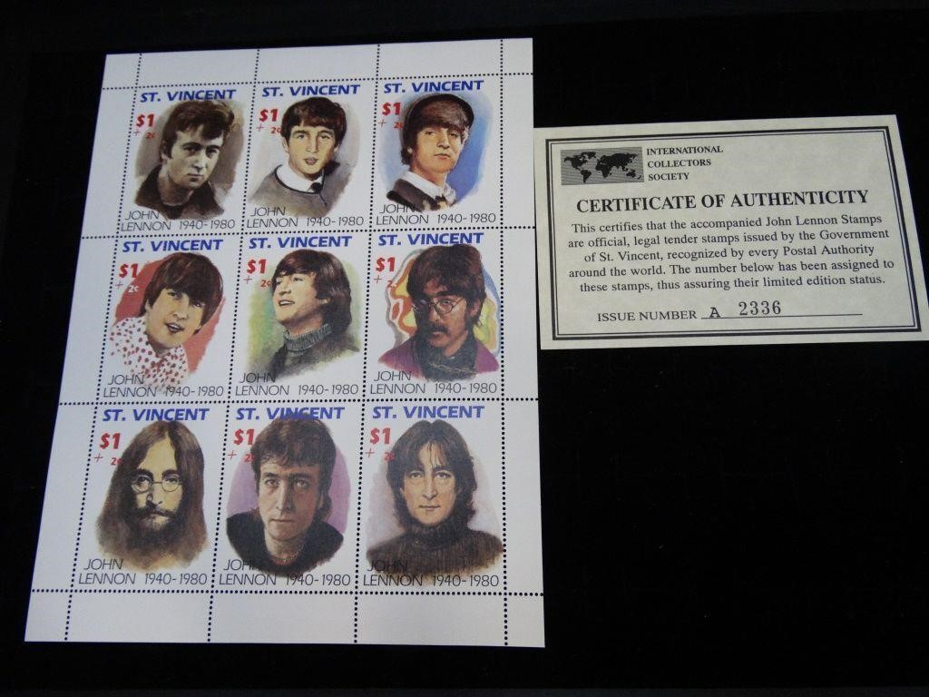 John Lennon Postage Stamps With Certificate A-2336