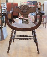 Vintage wood curve bottom fireside chair