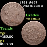 1798 S-167 Draped Bust 1c Grades vg details