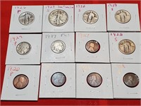 Roaring 1920s 12 coins walking liberty silver etc