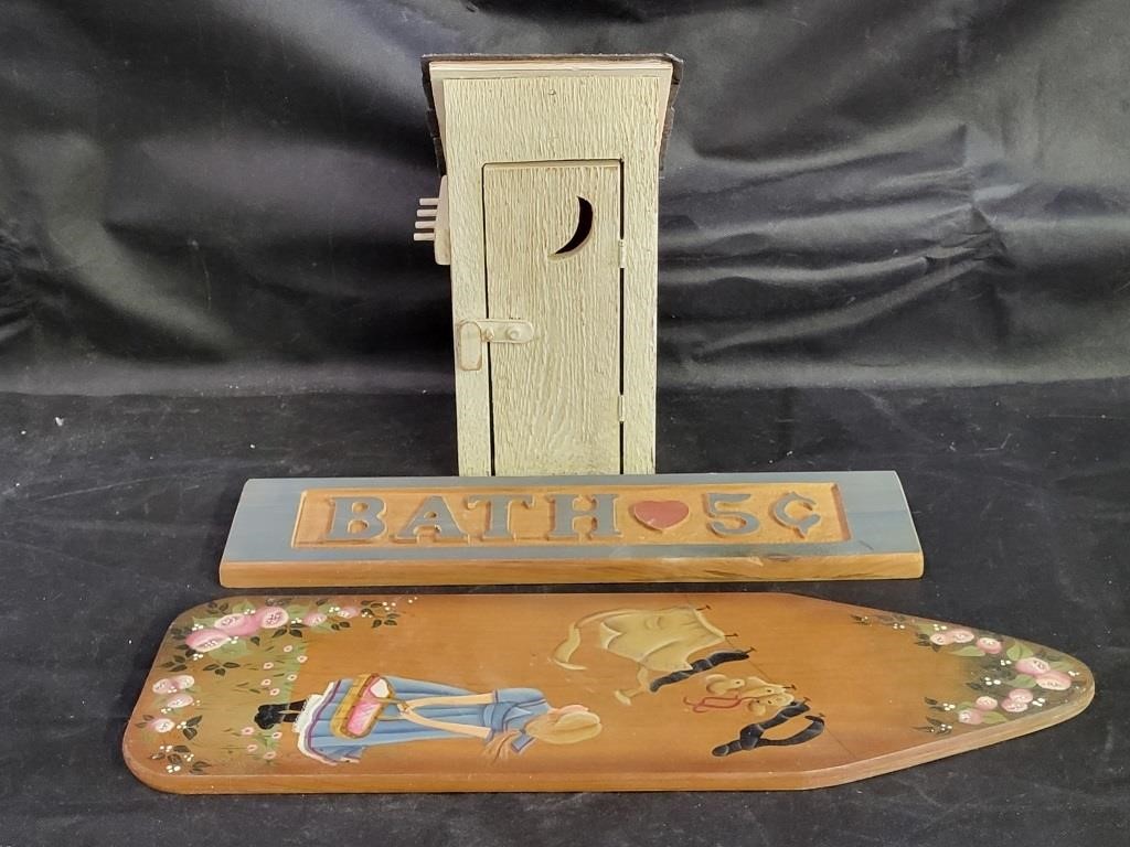 Wooden Outhouse & Wall Signs