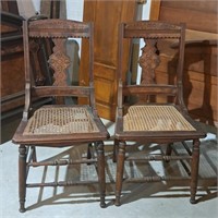 Two (2) Early American Cane Bottom Dining Chairs