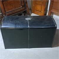 Antique Auto Trunk... Metal with Leather Belts &