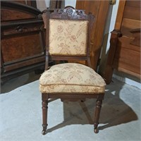 Antique Walnut Early American Chair with Caster