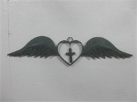 29"x 7" Metal Heart W/Wings Decor