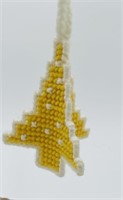 Handmade Needlepoint Yellow Tree Ornament