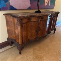 Antique Marble Top Curved Console