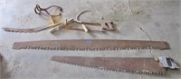 Ice tongs, hay saw & other saws