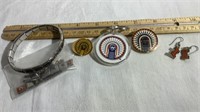 Illini key Chain, Bracelet, Earrings, Pin