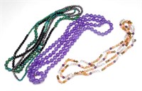 Three coloured gemstone necklaces