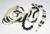 Pearl & Faux pearl beaded necklace group