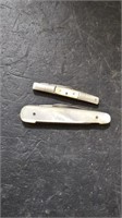 2 Mother of Pearl Small Pocket Knives