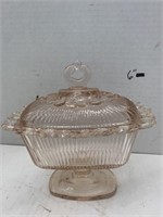 Pink Glass Dish with Lid