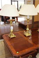 Pair of Brass Base Candlestick Lamps