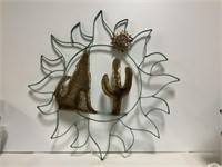 Metal Wall Art Sun, Coyote, Cactus 28" diameter