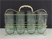 Vintage Glass carrier with glass set