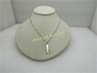 Sterling Silver Dog Tag Style Necklace, GPS Coordi
