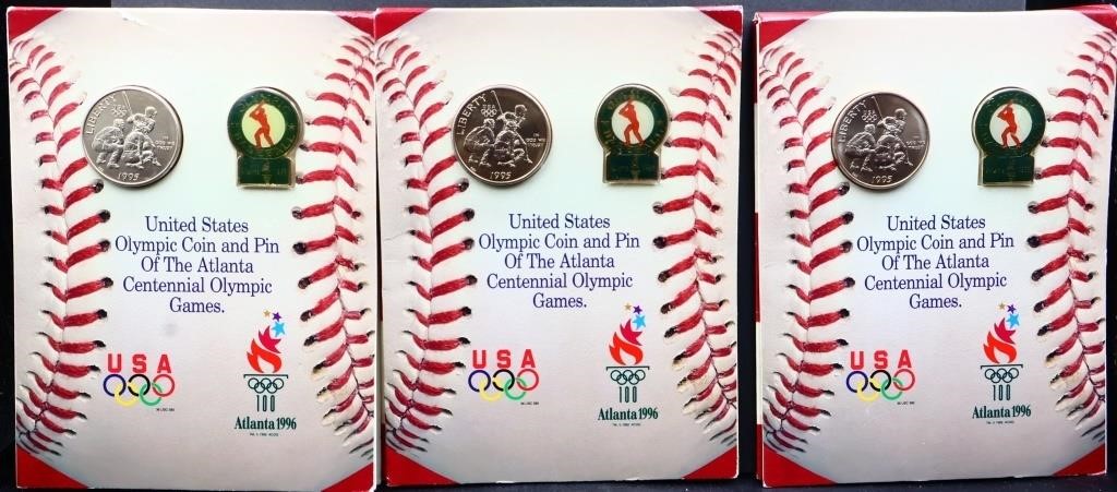 Lot of 3 1996 Olympics coin/pin combos