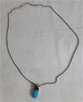 Turquoise and amethyst sterling chain 32" x 1/2" ,