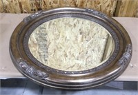 Wood framed mirror-35.5 in diameter