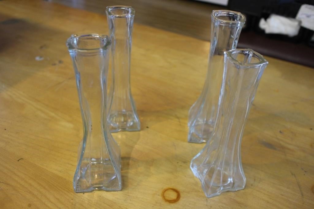 Collection of 4 Glass Bud Vases