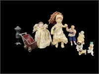 4 Dollhouse Dolls & Accessories