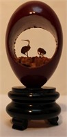 Hand Carved Decorative Egg on Stand