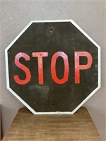"STOP" METAL ROAD SIGN (PAINTED)