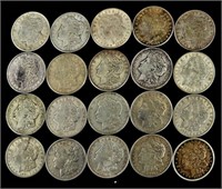 20 Antique Morgan Silver Dollars Dated 1921