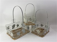 Vintage Mhetal/Wicker Nesting Baskets