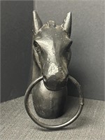 Cast iron horse head fence post topper